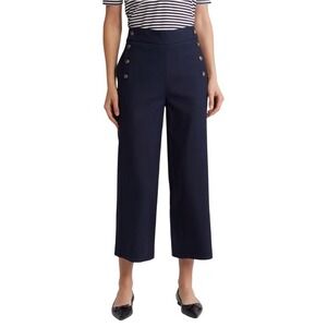 Frame Sailor Snap Crop Trouser Navy Blue Size 8 NWT